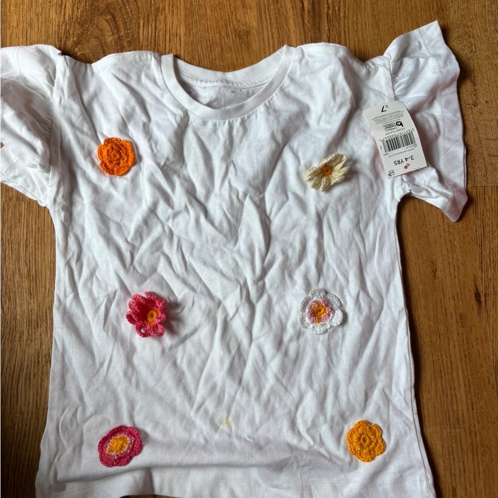 White Kids' Floral T-Shirt